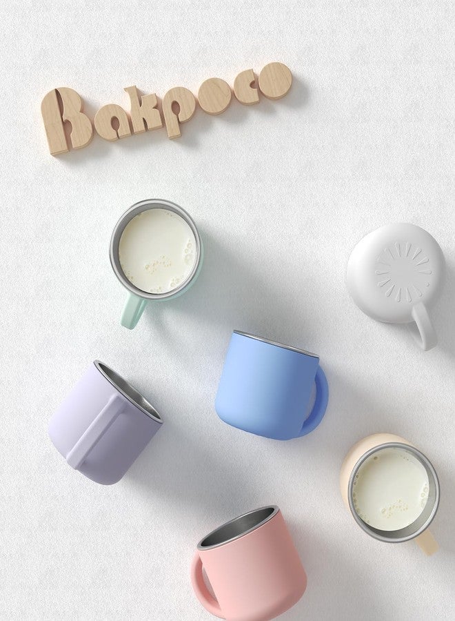 Bakpoco 2-IN-1 Open Baby Cups, Stainless Steel Tiny Cup + Silicone Training Cup for Toddlers Kids Babys, No Plastic Taste | No Soap Smell | Shock-proof BLW Feeding Essentials, 2-Pack, Blush/Beige - Image 5